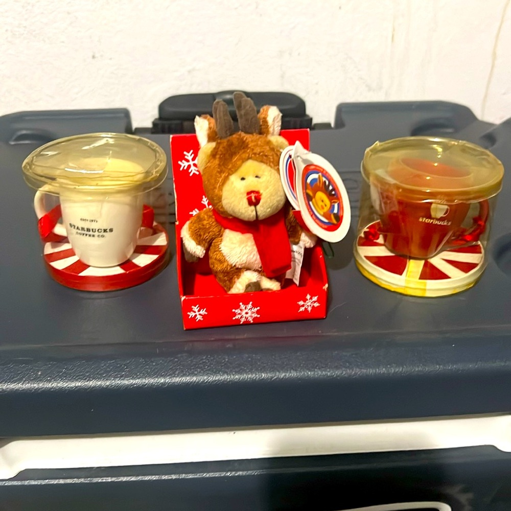 2004 Starbucks Collectable Xmas Ornaments Set Of 3